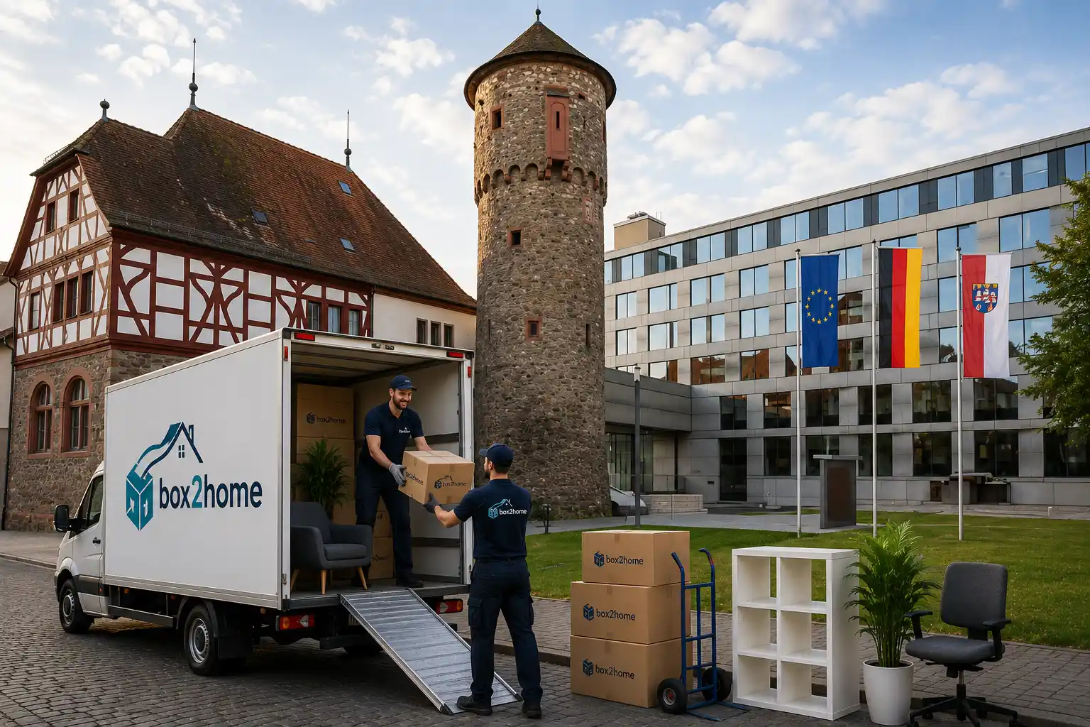 Umzugsunternehmen in Dieburg - Box2Home Team beim Beladen